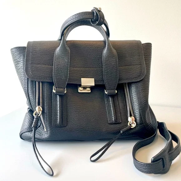 Phillip Lim 3.1 Pashli Medium Satchel in Black Peeble Leather. - Picture 1 of 7
